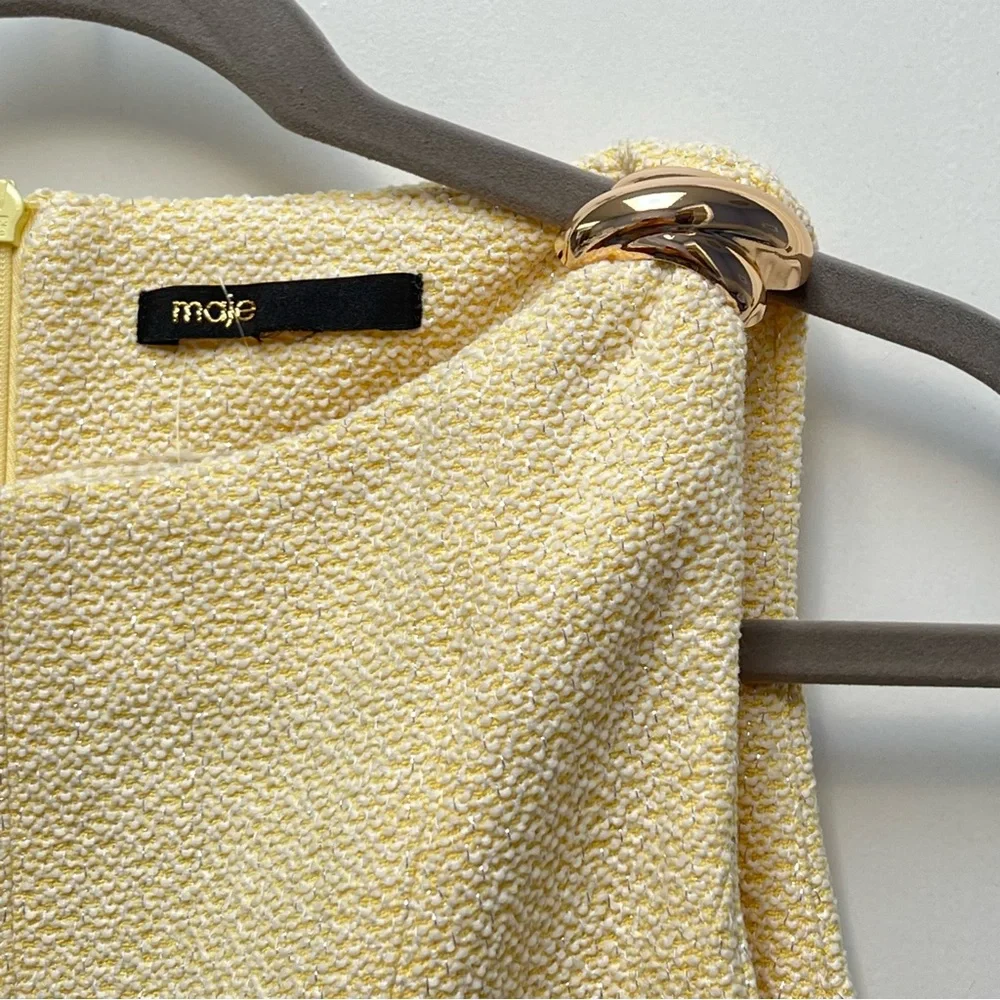 NWOT Maje Risoleil Pale Yellow Tweed Dress—No size tag - Picture 11 of 15